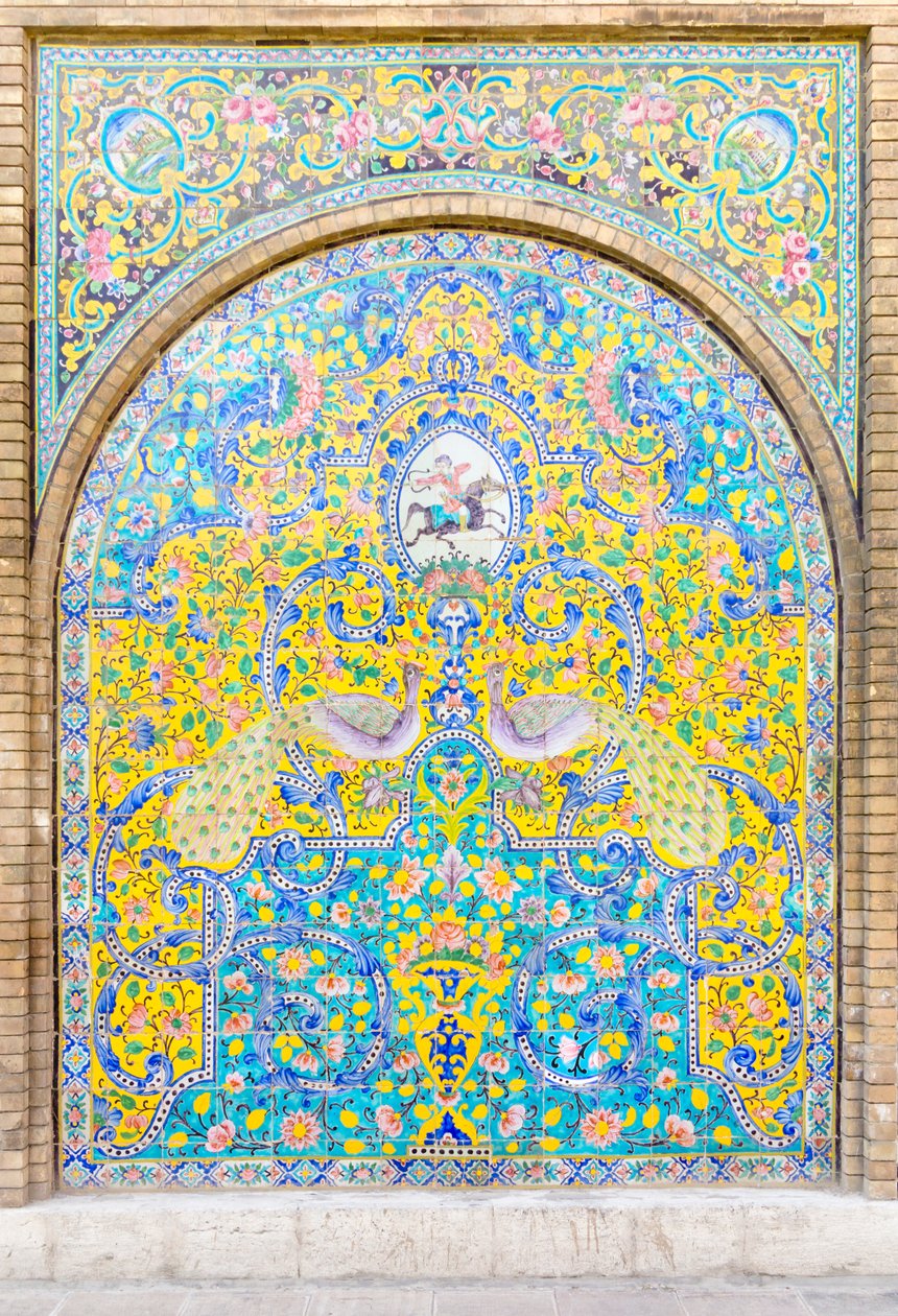 Tilework at the Golestan palace, Tehran, Iran by School Qajar