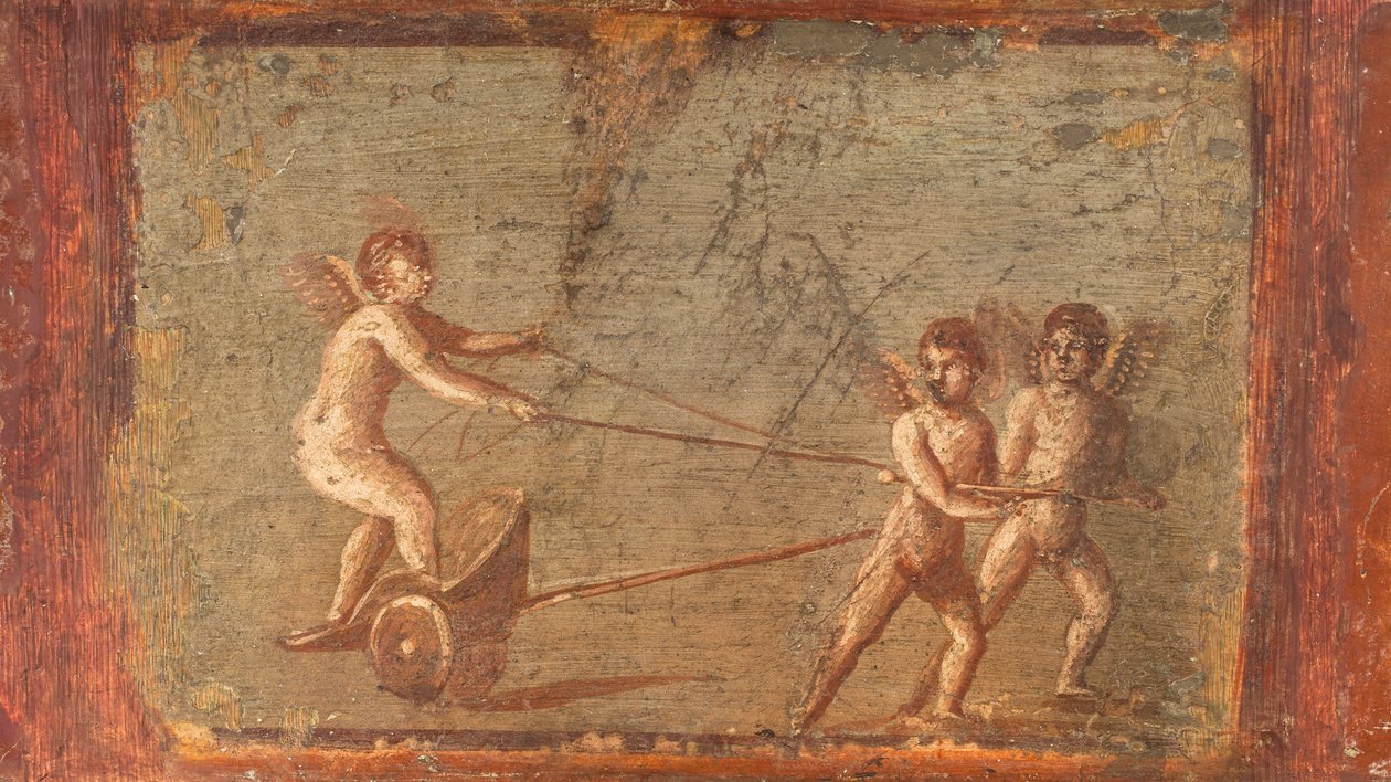 Cupids in a Chariot, Herculaneum by School Roman