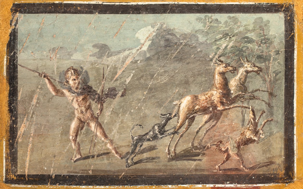 Loves While Hunting, Herculaneum by School Roman