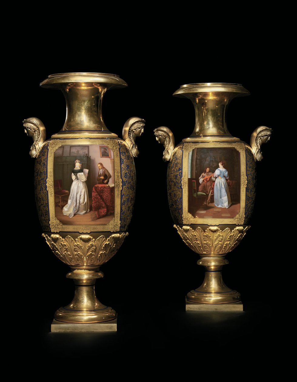 A Pair of Two-Handled Vases, Imperial Porcelain Factory, St Petersburg by School Russian