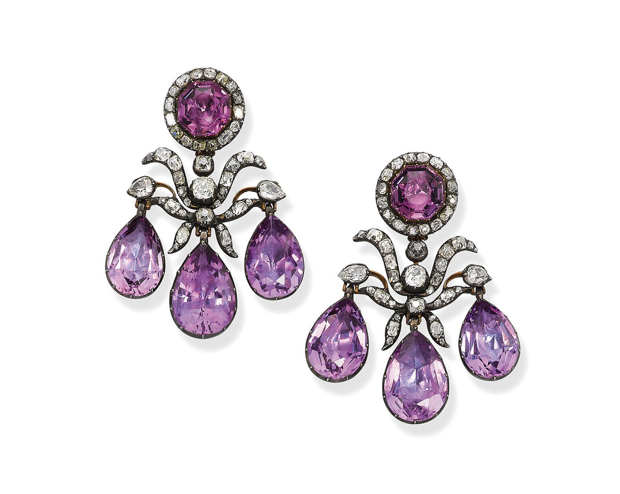 Historic pair of ear pendants, c.1760 by School Russian