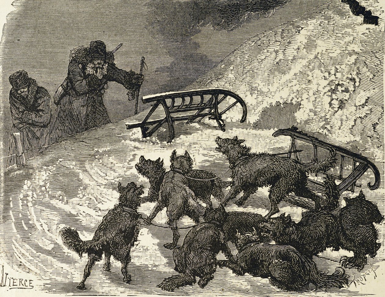 Siberia. Sleigh overturned by School Russian