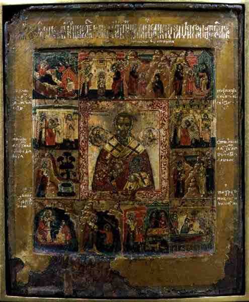 St. Nicholas and Scenes from the Life of the Saint by School Russian