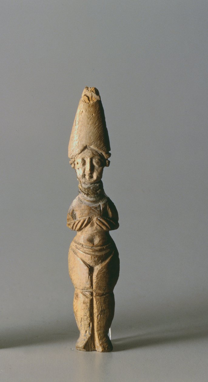 Figurine with a tall hat, from Susa, Iran, 4th-6th century AD by School Sasanian