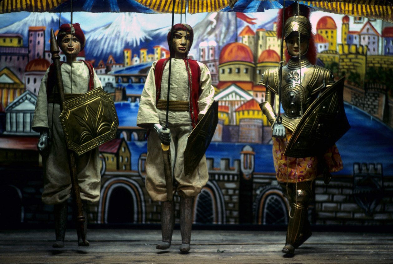 Puppi, Palermo, Sicily, Italy. These Sicilian puppets belong to an ancient tradition aimed at telling Sicilians the story of the Norman invasions. by School Sicilian