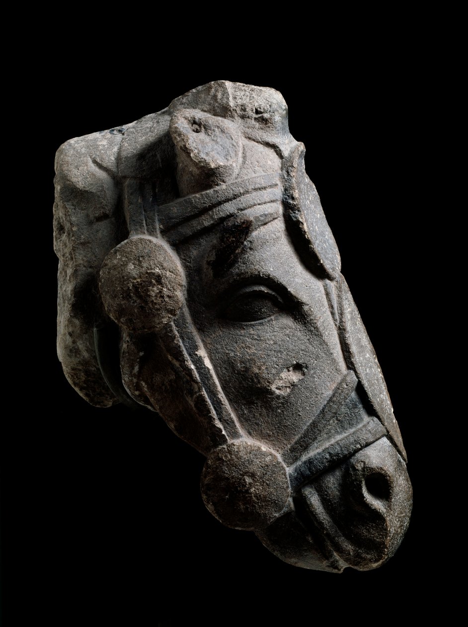 Horse Head, Stone Sculpture from Fuente la Higuera by School Spanish