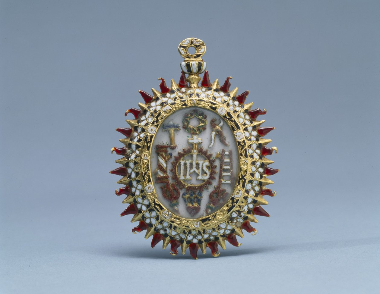 Two-Sided Pendant with Symbols of Christ and the Passion, and Christ in the Temple among Elders by School Spanish