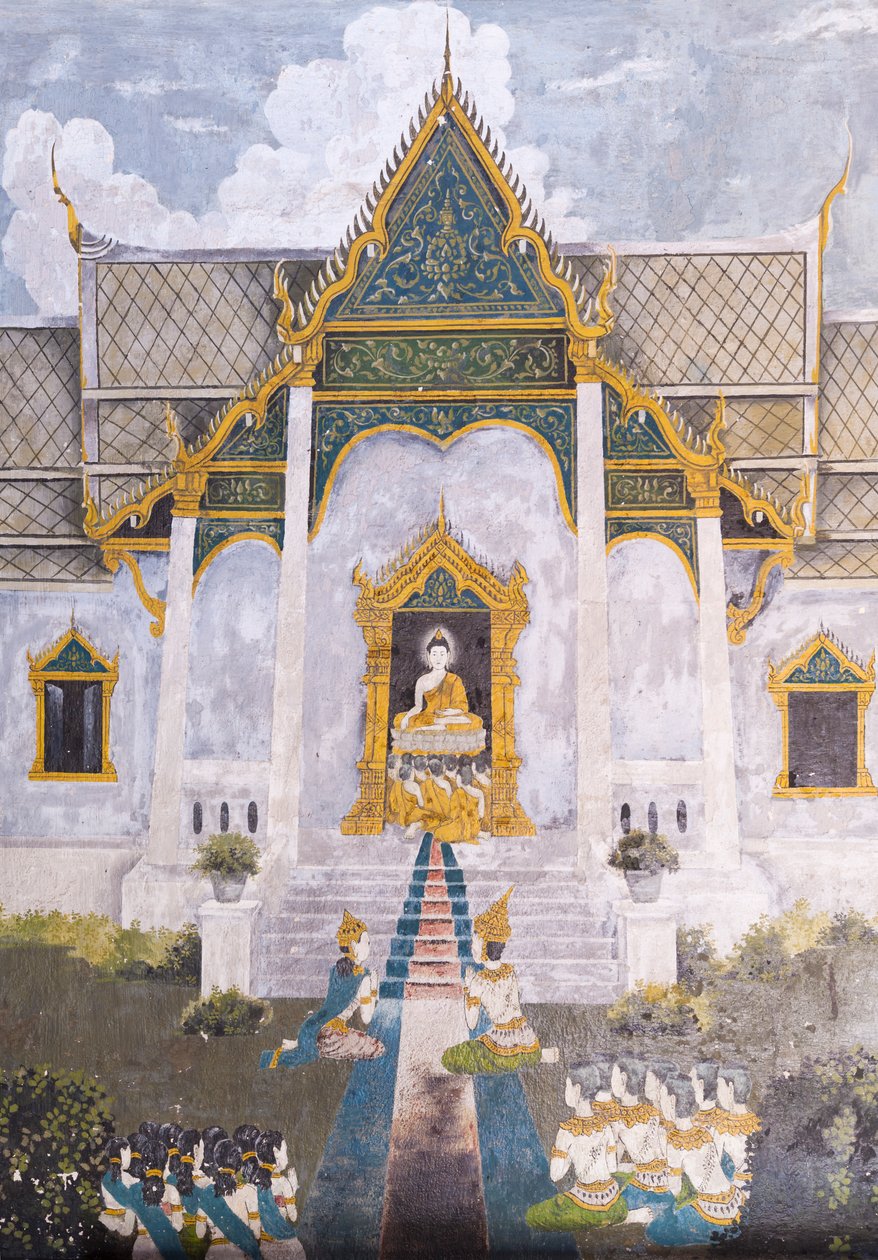 Fresco Depicting a Scene from the Life of Buddha, Wat Phra That Doi Suthep Temple by School Thai