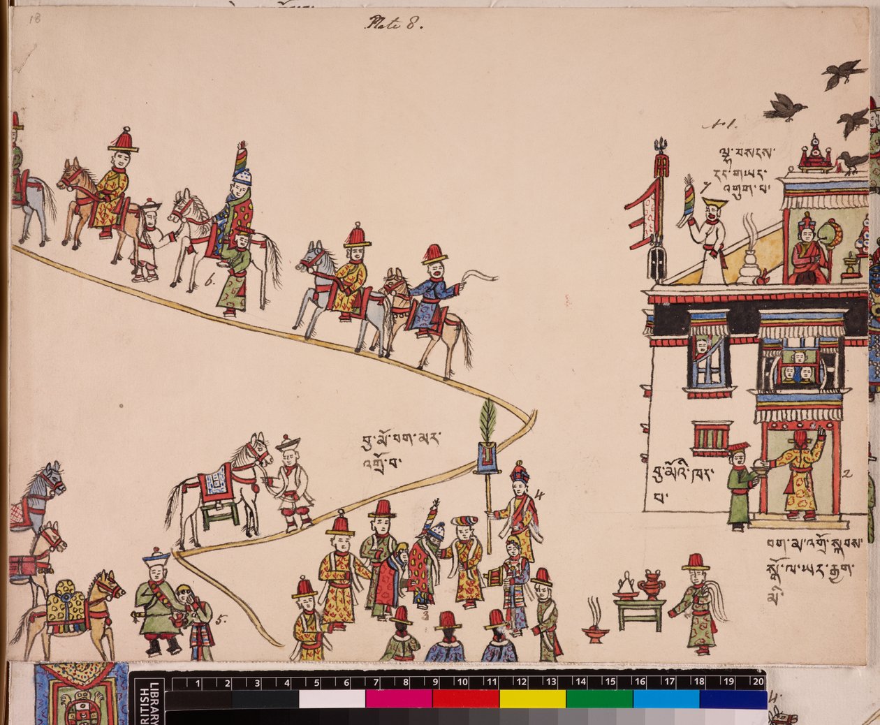 Illustration of a part of a wedding ceremony: the bride is picked up at her house by School Tibetan