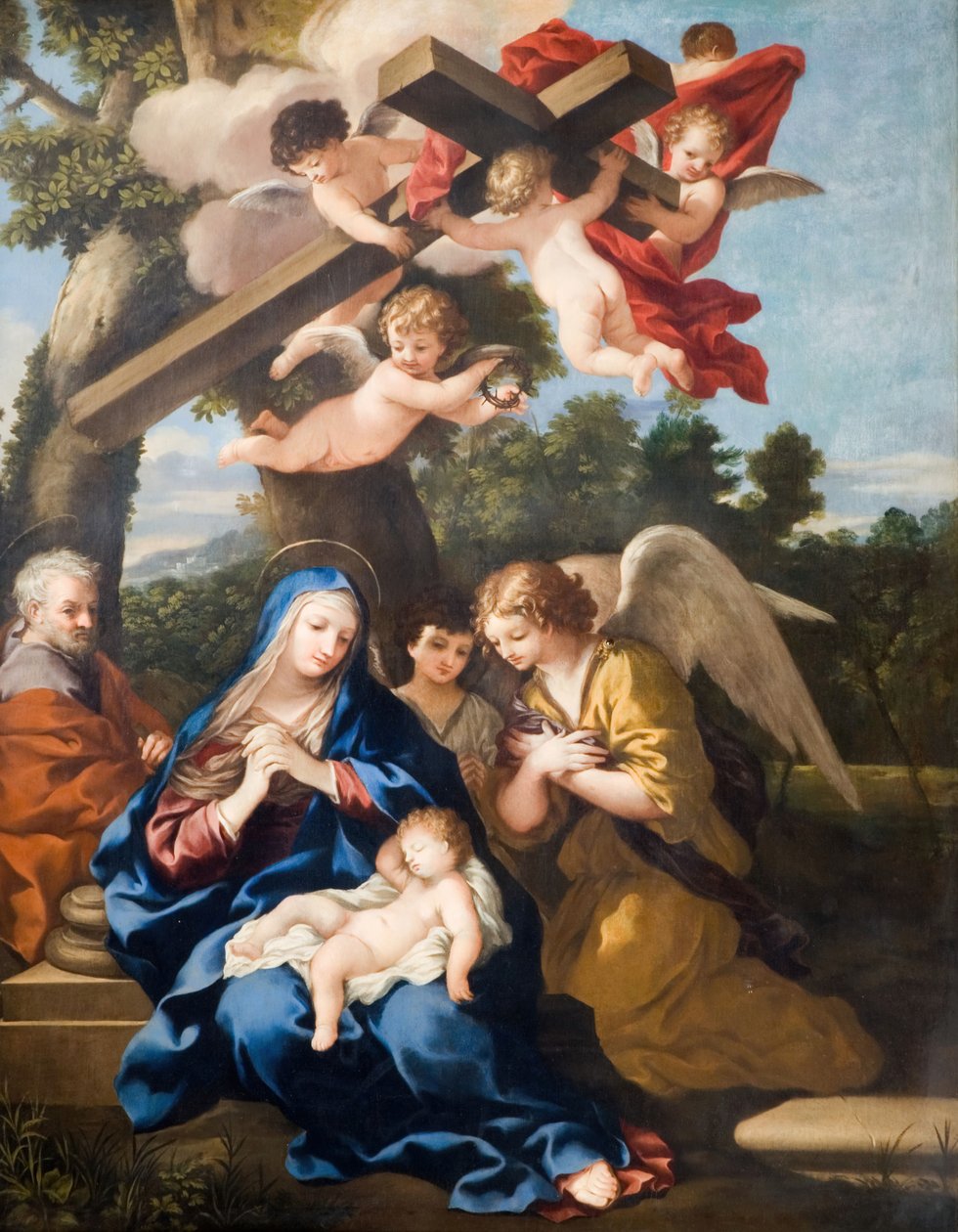 The Holy Family with Angels, 1700 by School of Pietro Cortona