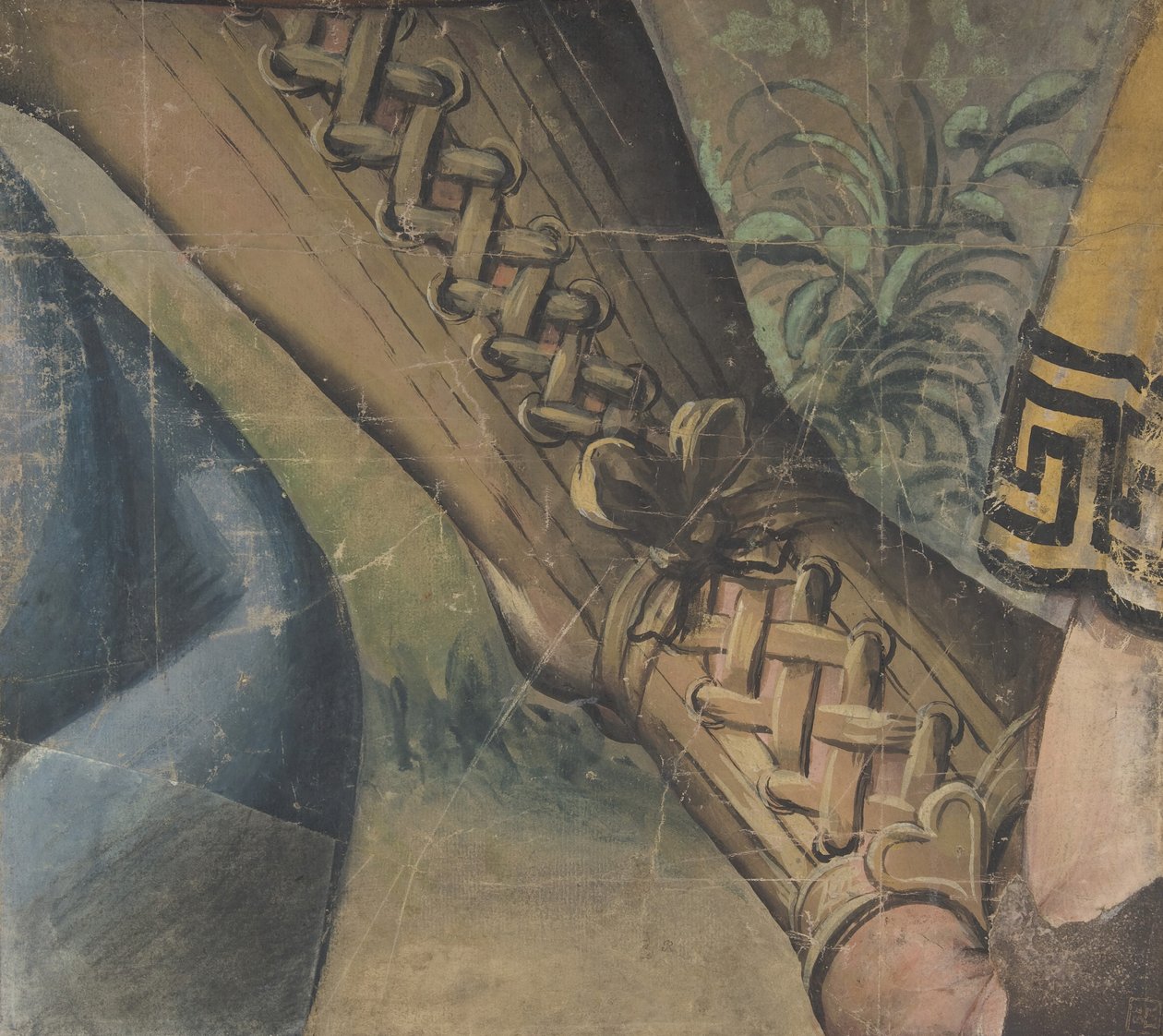 Fragment of a Tapestry Cartoon: Foot in a Buskin, Drapery, and a Plant by School of Raphael.