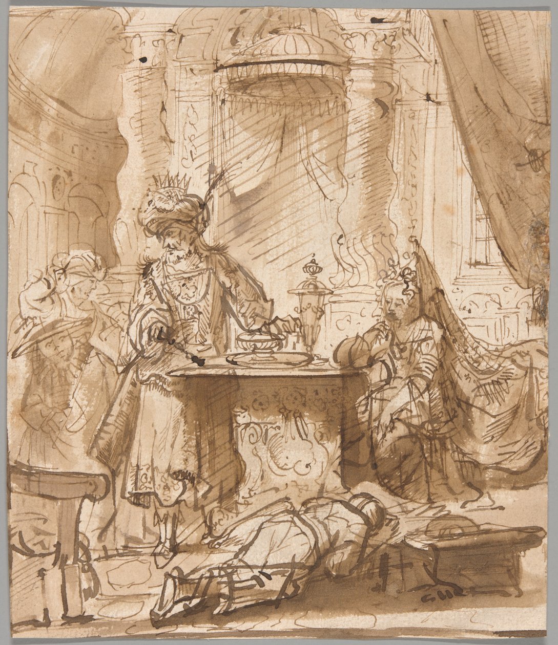 The Degradation of Haman before Ahasuerus and Esther by School of Rembrandt van Rijn