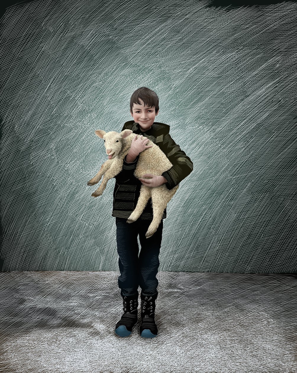 Shepherd Boy With a Lamb by Scott McKowen