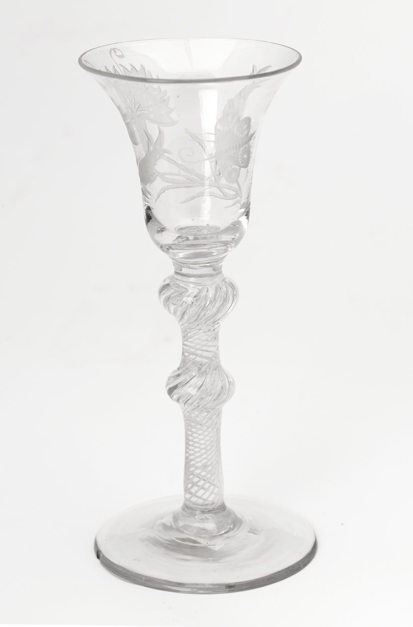 Engraved Jacobite Airtwist Drinking Glass by Scottish School