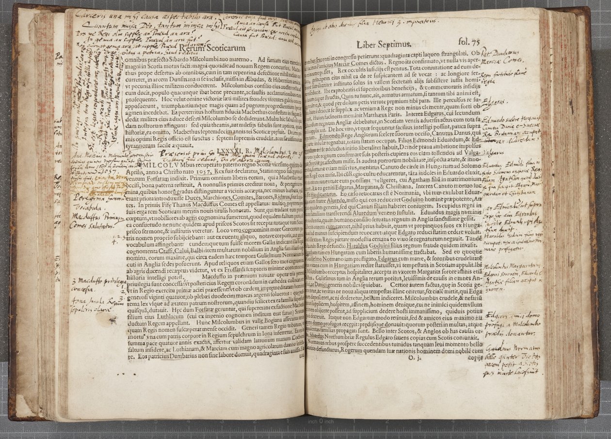 Fol 74 Verso 75 Recto, Rerum Scoticarum Historia by Scottish School