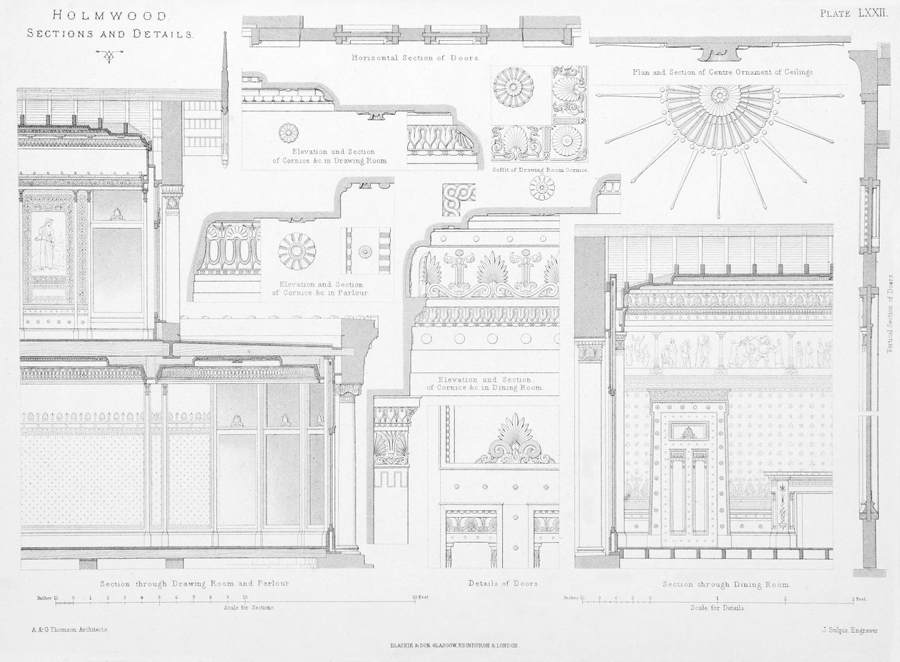 Interior decorative details of Holmwood, Glasgow by Scottish School
