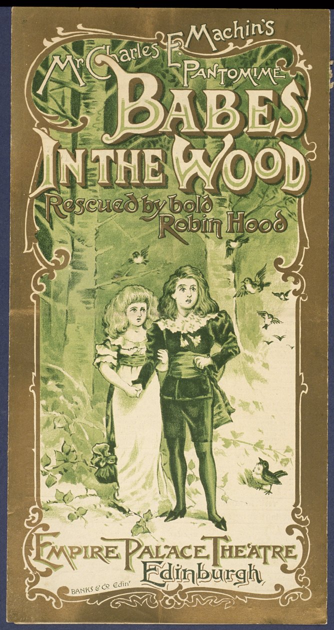 Programme cover of Babes in the Wood at the Empire Palace Theatre, Edinburgh by Scottish School