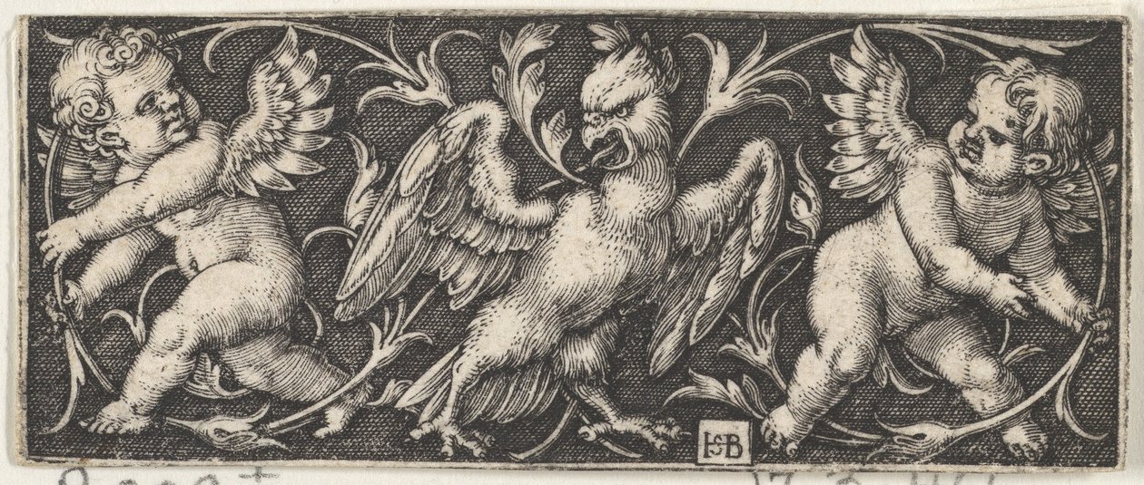 Horizontal Panel with an Eagle Flanked by Two Genii by Sebald Beham