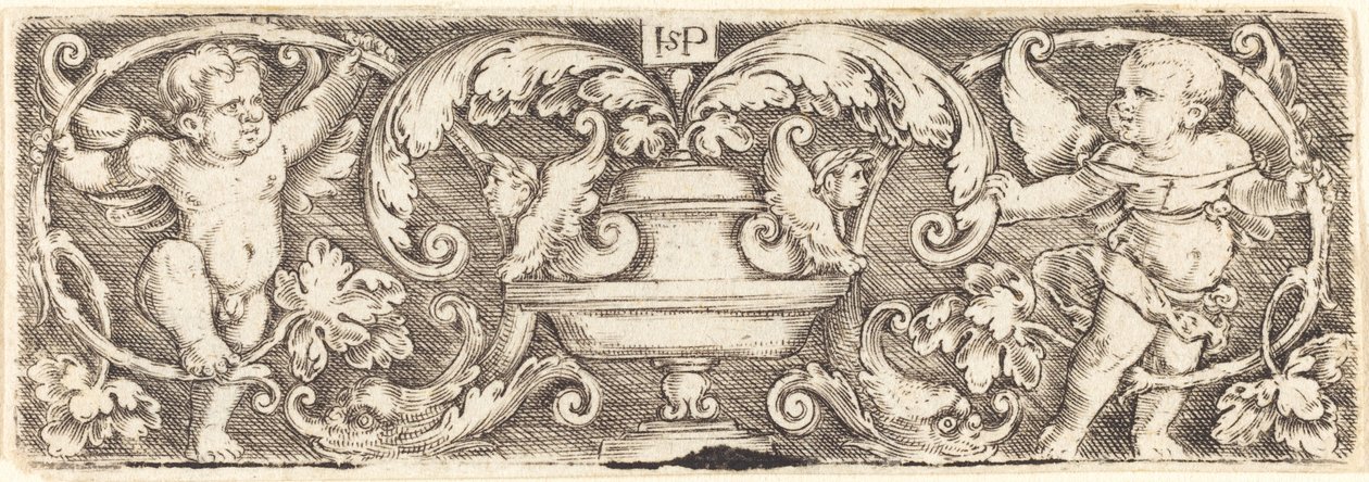 Ornament with a Vase between Two Genii by Sebald Beham