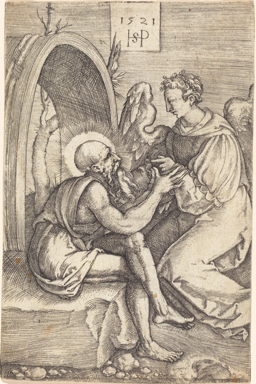 Saint Jerome with the Angel by Sebald Beham
