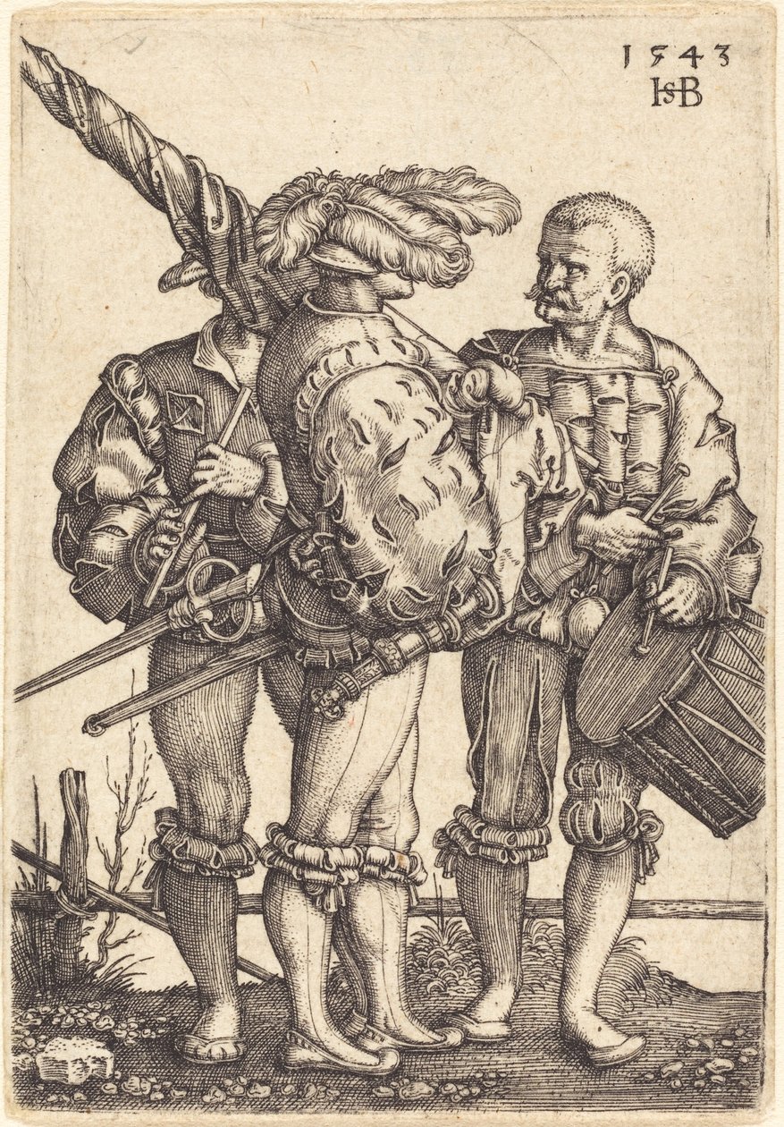 Standard Bearer, Drummer, and Piper by Sebald Beham