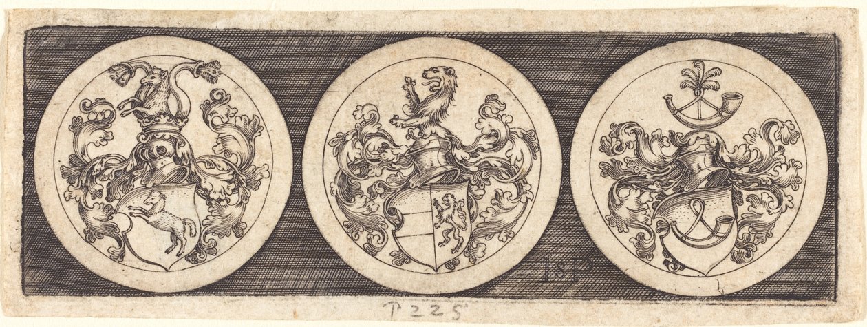 Three Medals with Coats of Arms by Sebald Beham