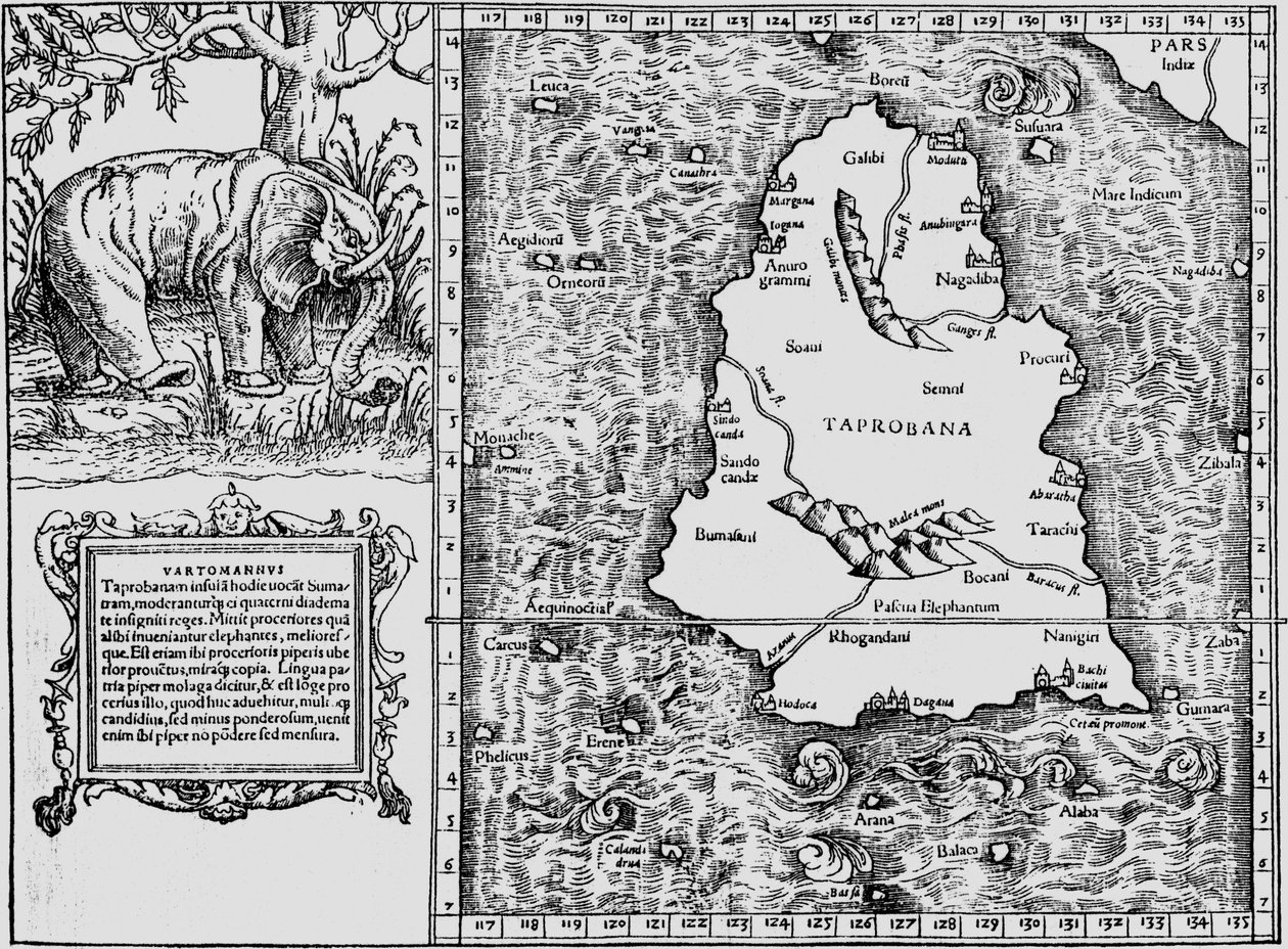 Map of Asia XII, Island of Taprobana by Sebastian Munster