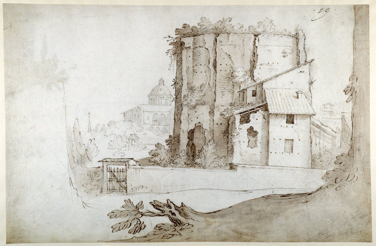 Ruins on the Celio with the church of SS. Giovanni e Paolo by Sebastian Vrancx