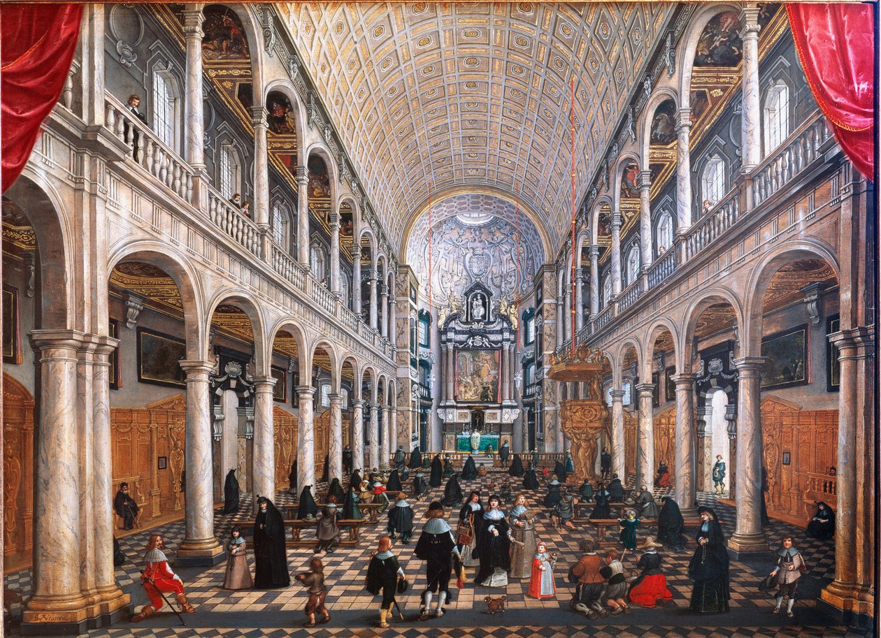 View of the Interior of the Church of the Jesuits in Antwerp by Sebastian Vrancx