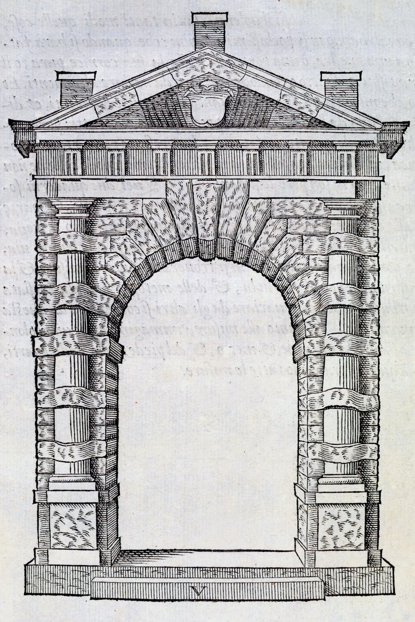 Double door with entwined single columns, from 'Libro Estraordinario', 1565