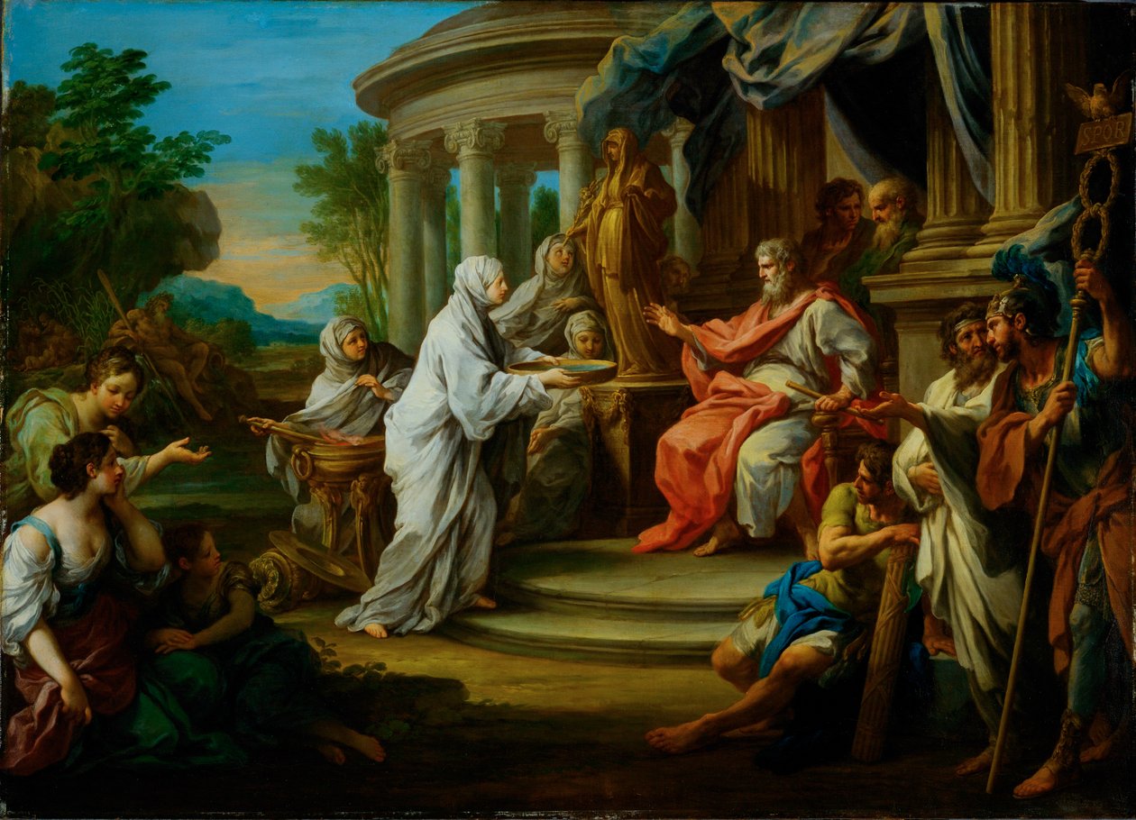 The Vestal Virgin Tuccia before Numa Pompilius by Sebastiano Conca