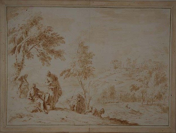 Extensive Pastoral Landscape with Hill-town, c.1720 by Sebastiano Ricci