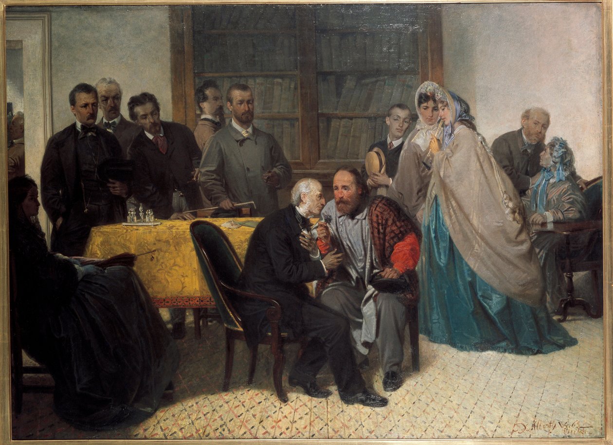 Italian patriot Giuseppe Garibaldi meets Italian writer Alessandro Manzoni by Sebastiano de Albertis