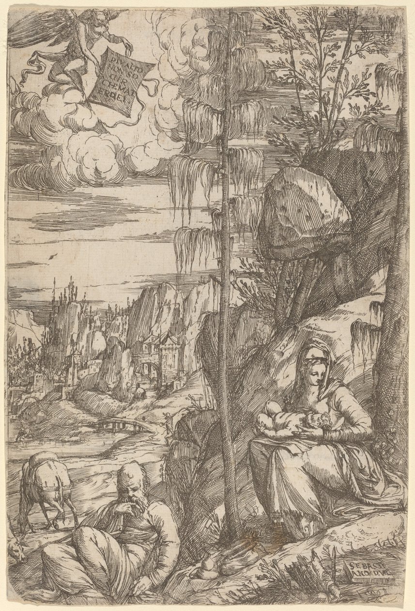 Landscape with the Rest on the Flight into Egypt by Sebastiano de Valentinis