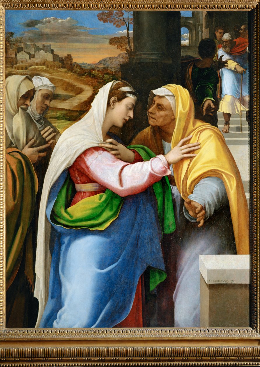 The visitation, Virgin Mary visits Saint Elisabeth by Sebastiano del (c.1485 1547) Piombo