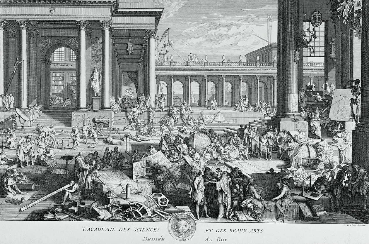 The Academy of Sciences and Fine Arts by Sebastien I Le Clerc