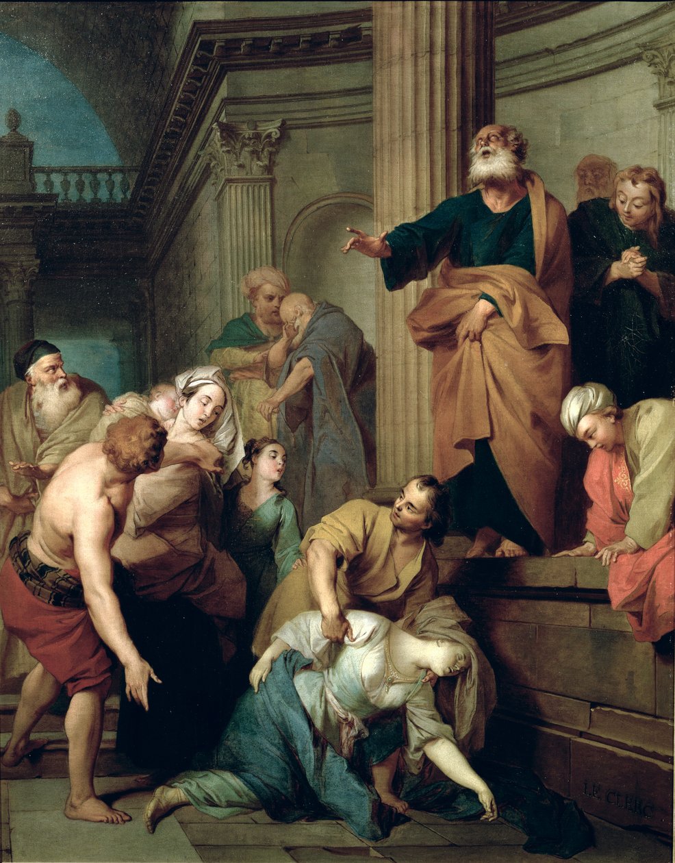 The Death of Sapphira, Wife of Ananius by Sebastien II Le Clerc
