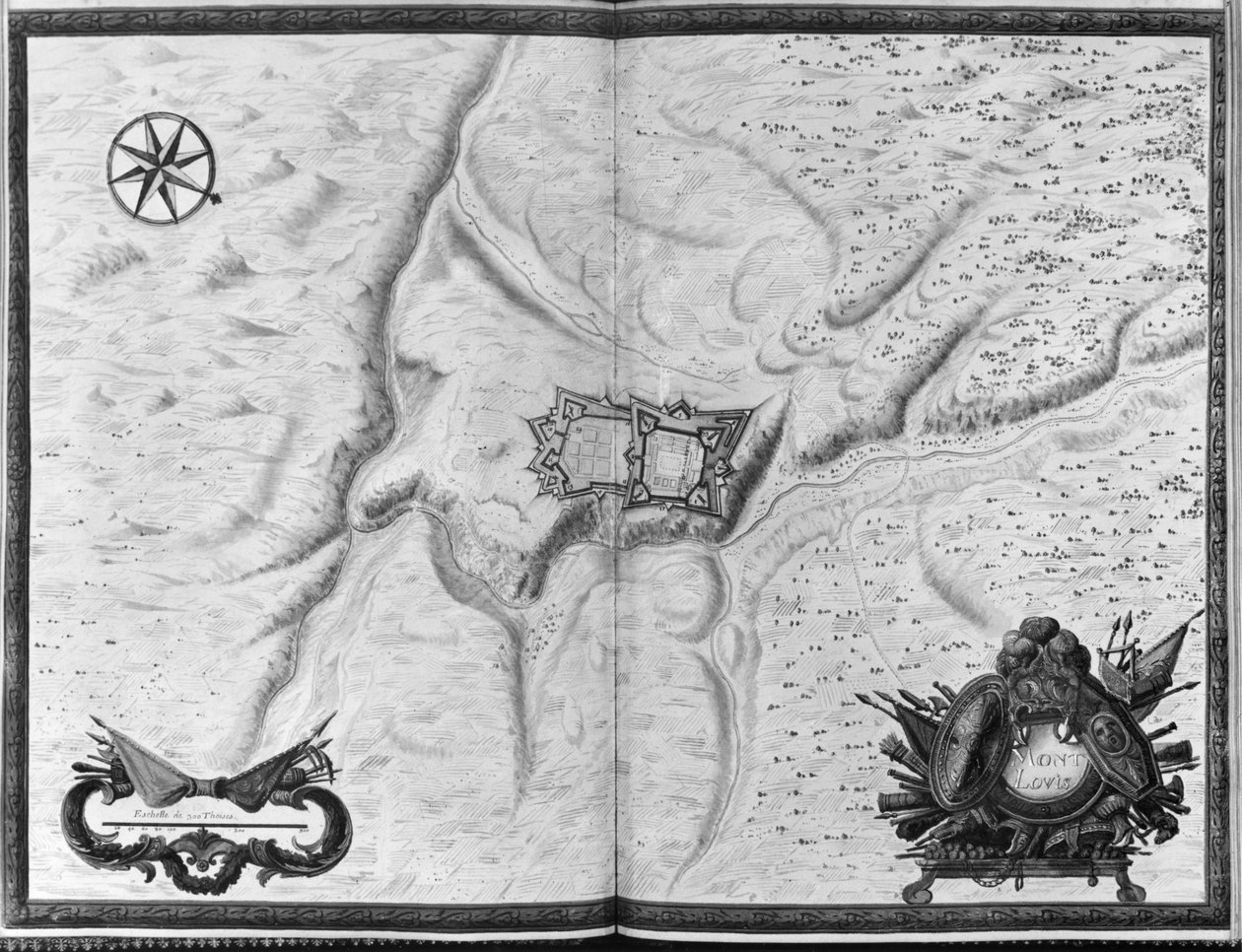 Plan and map of the town, citadel and surroundings of Mont-Louis by Sebastien Le Prestre de Vauban