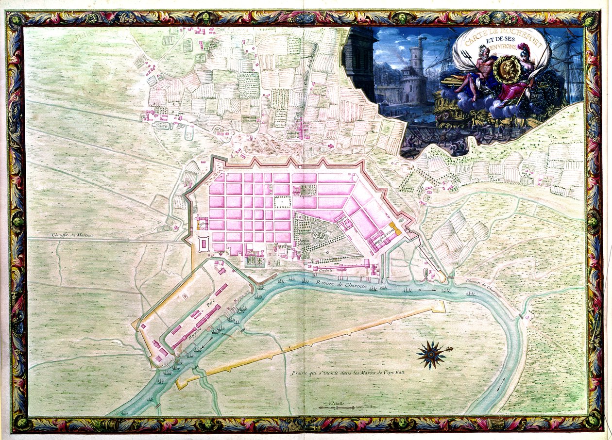 Plan of Rochefort and its surroundings, from the 'Atlas Louis XIV', 1683-88