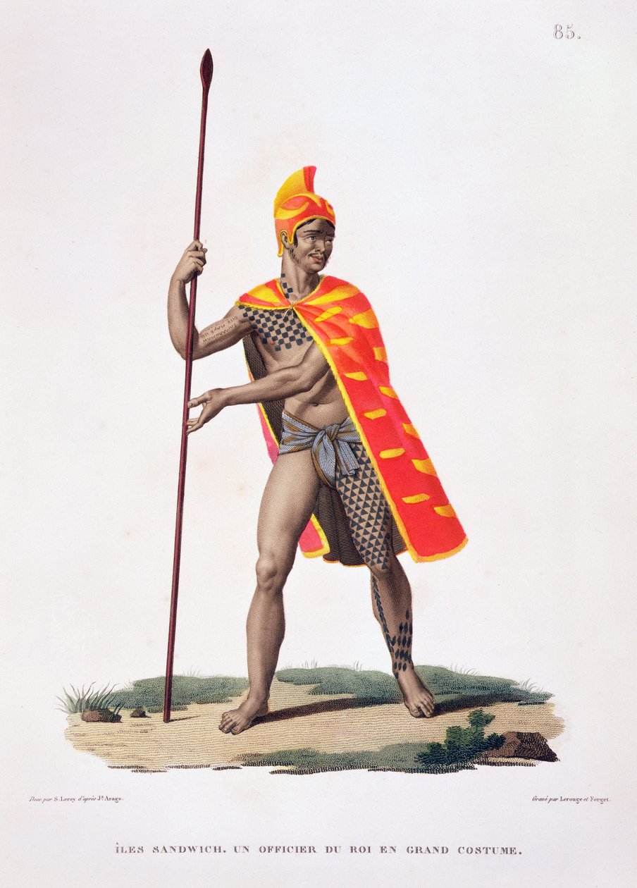Sandwich Islands: An Office of the King in State Costume, from 