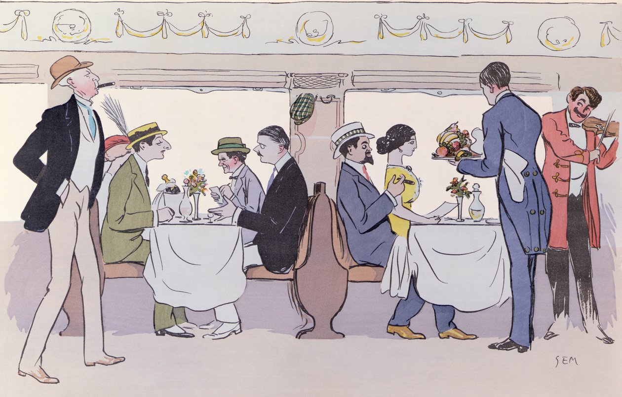 Restaurant Car in the Paris to Nice Train by Sem
