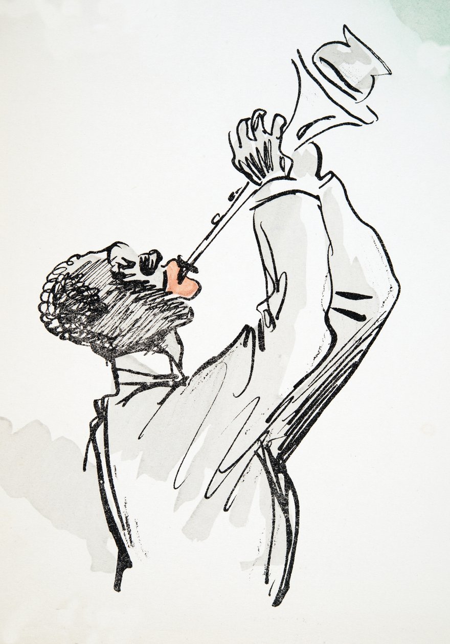 Trumpet Player, from White Bottoms, pub. 1927 by Sem