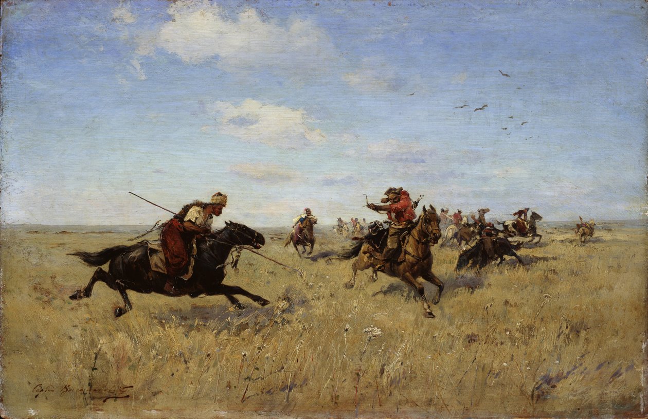 Fight between Dnieper Cossacks and Tatars by Sergei Ivanovich Vasilkovsky