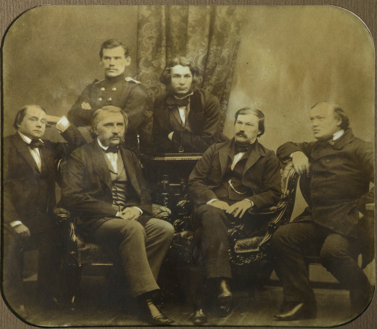 Sovremennik: Ivan Goncharov, Ivan Turgenev, Leo Tolstoy, Dmitri Grigorovich, Alexander Druzhinin by Sergei Lvovich Levitsky