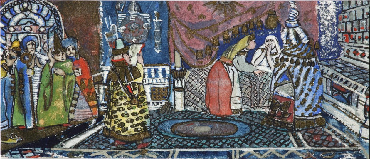Illustration for the Fairy Tale of the Tsar Saltan by A. Pushkin by Sergei Vasilievich Malyutin
