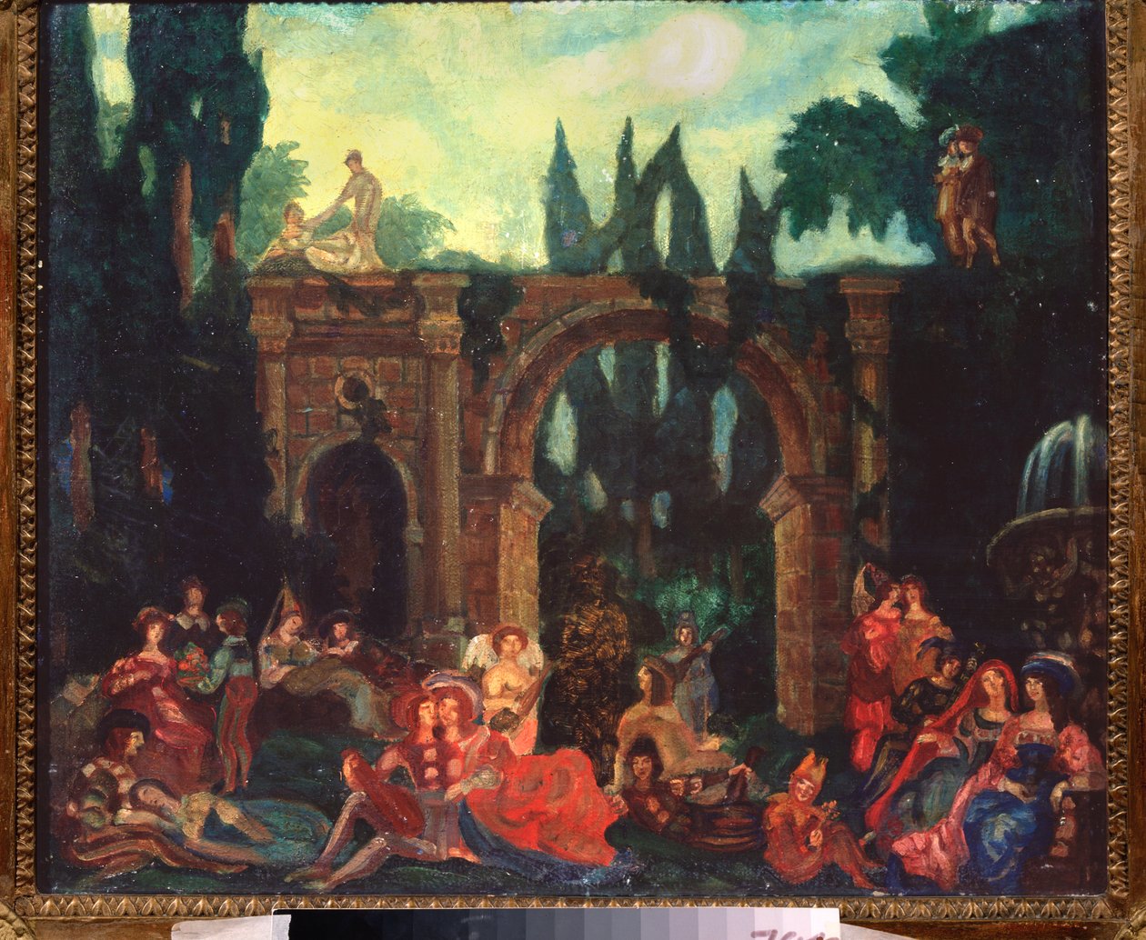 Preparatory Decor for the Play The Decameron by Giovanni Boccaccio by Sergei Yurevich Sudeikin