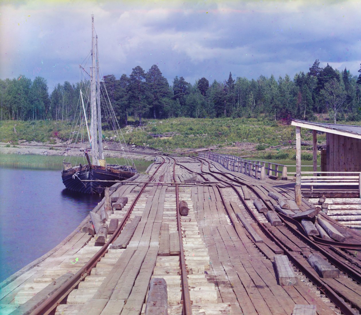 Dam at Lizhma Station, Karelia, on the Murmansk Railway, 1905-1915 by Sergey Prokudin Gorsky