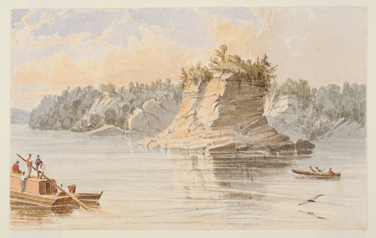The Grand Tower, 80 Miles Above the Mouth of the Ohio, #64 by Seth Eastman