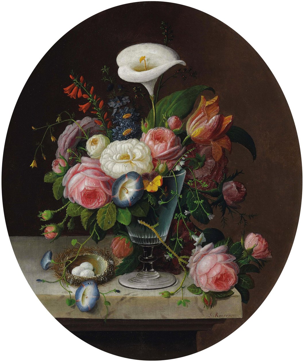 Flowers in a Crystal Vase by Severin Roesen