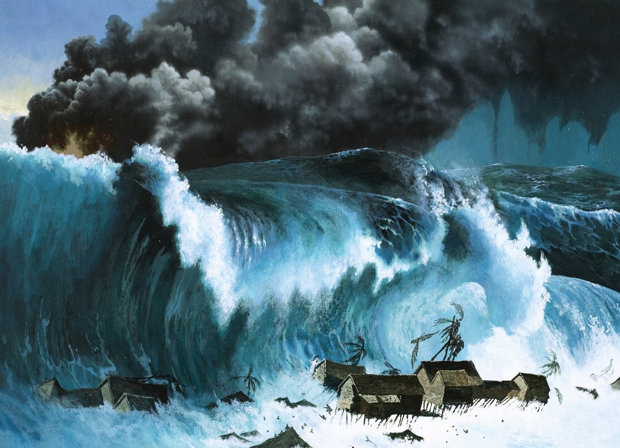 Tsunami Following Eruption of Krakatoa by Severino Baraldi